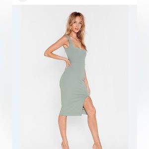 Nasty Gal NWT Squarin to Go Midi Dress Sage Dress